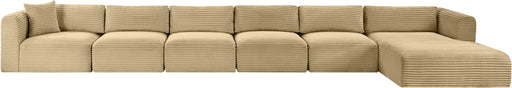 Meridian Furniture - Shaggy Corduroy Performance Fabric Upholstered Modular Sectional - 641Camel-Sec6G - GreatFurnitureDeal