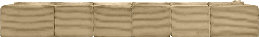 Meridian Furniture - Shaggy Corduroy Performance Fabric Upholstered Modular Sectional - 641Camel-Sec6G - GreatFurnitureDeal