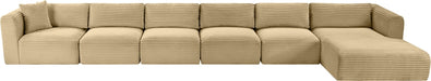 Meridian Furniture - Shaggy Corduroy Performance Fabric Upholstered Modular Sectional - 641Camel-Sec6G - GreatFurnitureDeal