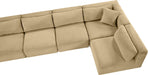 Meridian Furniture - Shaggy Corduroy Performance Fabric Upholstered Modular Sectional - 641Camel-Sec7A - GreatFurnitureDeal