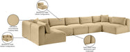 Meridian Furniture - Shaggy Corduroy Performance Fabric Upholstered Modular Sectional - 641Camel-Sec7A - GreatFurnitureDeal