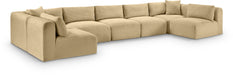 Meridian Furniture - Shaggy Corduroy Performance Fabric Upholstered Modular Sectional - 641Camel-Sec7A - GreatFurnitureDeal