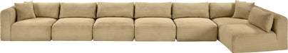 Meridian Furniture - Shaggy Corduroy Upholstered Modular Sectional - 641Camel-Sec7B - GreatFurnitureDeal