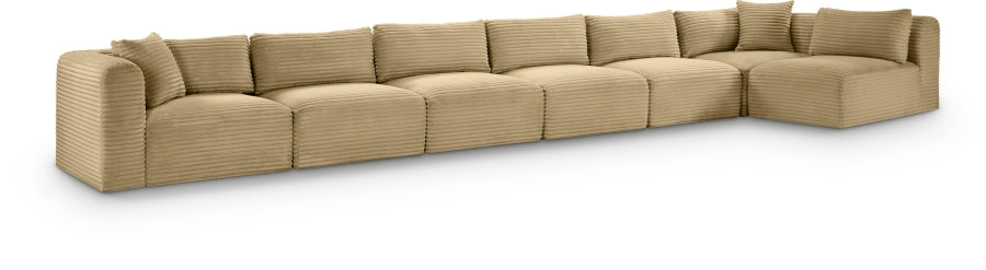 Meridian Furniture - Shaggy Corduroy Upholstered Modular Sectional - 641Camel-Sec7B - GreatFurnitureDeal