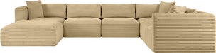 Meridian Furniture - Shaggy Corduroy Upholstered Modular Sectional - 641Camel-Sec7D - GreatFurnitureDeal