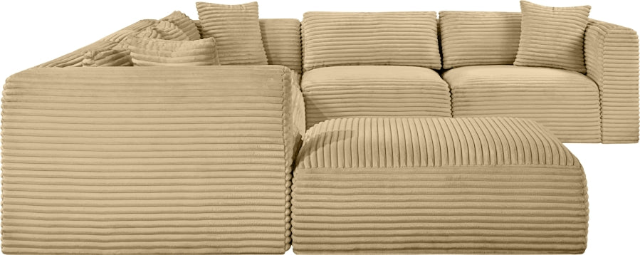 Meridian Furniture - Shaggy Corduroy Upholstered Modular Sectional - 641Camel-Sec7D - GreatFurnitureDeal