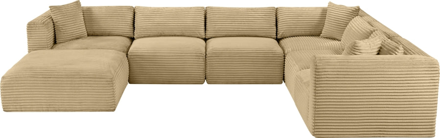 Meridian Furniture - Shaggy Corduroy Upholstered Modular Sectional - 641Camel-Sec7D - GreatFurnitureDeal