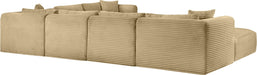 Meridian Furniture - Shaggy Corduroy Upholstered Modular Sectional - 641Camel-Sec7D - GreatFurnitureDeal