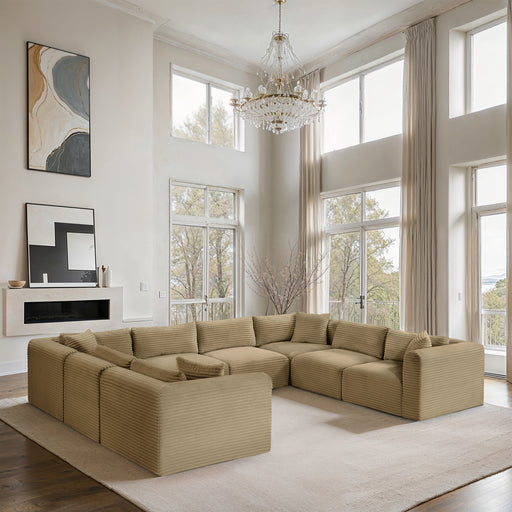 Meridian Furniture - Shaggy Corduroy Upholstered Modular Sectional - 641Camel-Sec8A - GreatFurnitureDeal