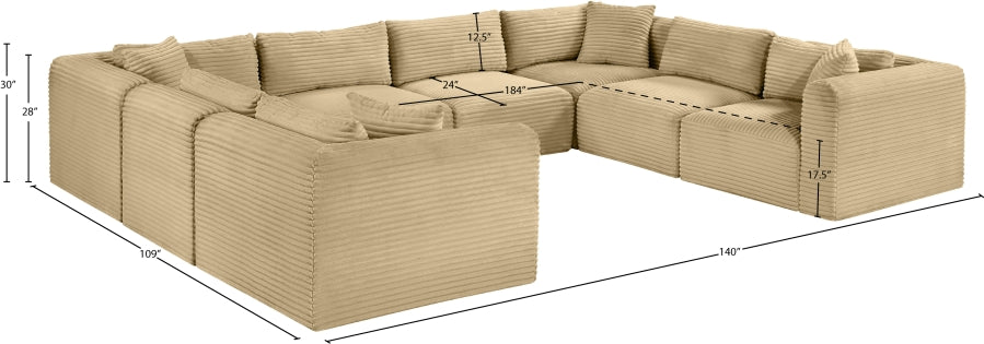 Meridian Furniture - Shaggy Corduroy Upholstered Modular Sectional - 641Camel-Sec8A - GreatFurnitureDeal