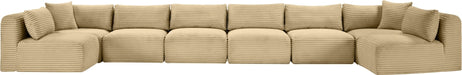 Meridian Furniture - Shaggy Corduroy Upholstered Modular Sectional - 641Camel-Sec8B - GreatFurnitureDeal