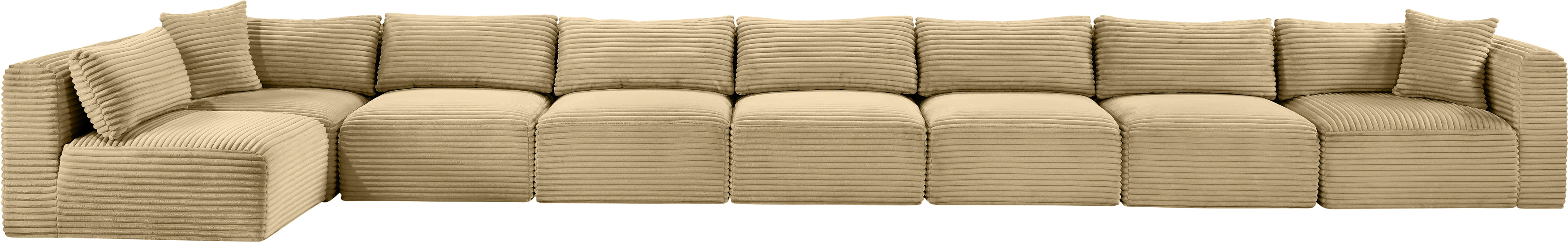 Meridian Furniture - Shaggy Corduroy Upholstered Modular Sectional - 641Camel-Sec8C - GreatFurnitureDeal