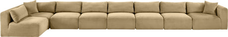 Meridian Furniture - Shaggy Corduroy Upholstered Modular Sectional - 641Camel-Sec8C - GreatFurnitureDeal