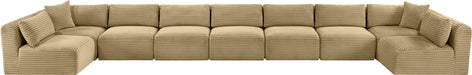 Meridian Furniture - Shaggy Corduroy Upholstered Modular Sectional - 641Camel-Sec9A - GreatFurnitureDeal