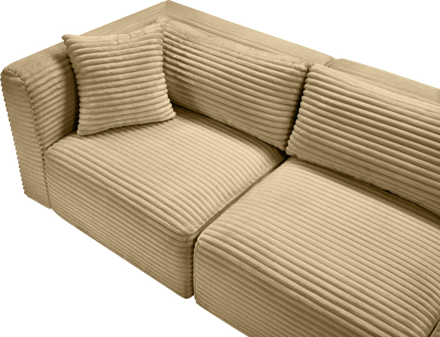 Meridian Furniture - Shaggy Corduroy Upholstered Modular Sectional - 641Camel-Sec9B - GreatFurnitureDeal