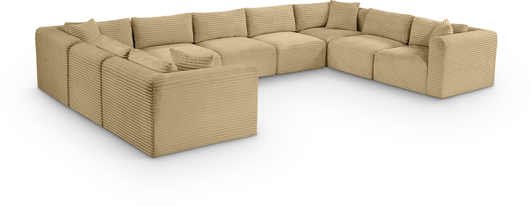 Meridian Furniture - Shaggy Corduroy Upholstered Modular Sectional - 641Camel-Sec9B - GreatFurnitureDeal