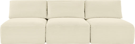 Meridian Furniture - Shaggy Corduroy Performance Fabric Upholstered Modular Sofa - 641Cream-S93 - GreatFurnitureDeal