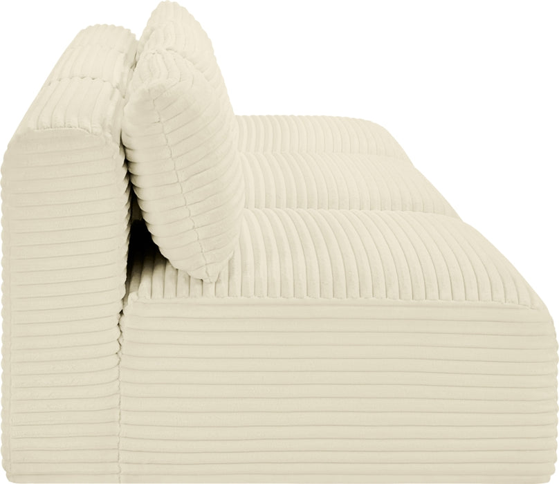 Meridian Furniture - Shaggy Corduroy Performance Fabric Upholstered Modular Sofa - 641Cream-S93 - GreatFurnitureDeal