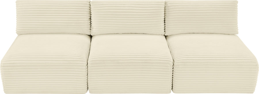 Meridian Furniture - Shaggy Corduroy Performance Fabric Upholstered Modular Sofa - 641Cream-S93 - GreatFurnitureDeal