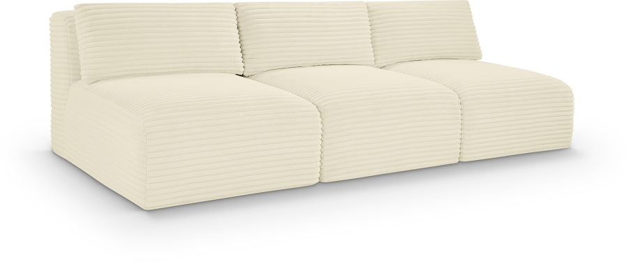 Meridian Furniture - Shaggy Corduroy Performance Fabric Upholstered Modular Sofa - 641Cream-S93 - GreatFurnitureDeal