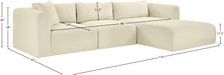 Meridian Furniture - Shaggy Corduroy Performance Fabric Upholstered Modular Sectional - 641Cream-Sec3A - GreatFurnitureDeal