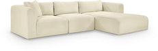 Meridian Furniture - Shaggy Corduroy Performance Fabric Upholstered Modular Sectional - 641Cream-Sec3A - GreatFurnitureDeal