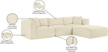 Meridian Furniture - Shaggy Corduroy Performance Fabric Upholstered Modular Sectional - 641Cream-Sec4A - GreatFurnitureDeal