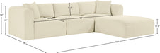 Meridian Furniture - Shaggy Corduroy Performance Fabric Upholstered Modular Sectional - 641Cream-Sec4A - GreatFurnitureDeal