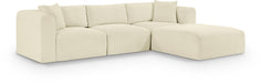 Meridian Furniture - Shaggy Corduroy Performance Fabric Upholstered Modular Sectional - 641Cream-Sec4A - GreatFurnitureDeal