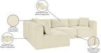 Meridian Furniture - Shaggy Corduroy Performance Fabric Upholstered Modular Sectional - 641Cream-Sec4B - GreatFurnitureDeal