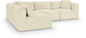 Meridian Furniture - Shaggy Corduroy Performance Fabric Upholstered Modular Sectional - 641Cream-Sec4B - GreatFurnitureDeal