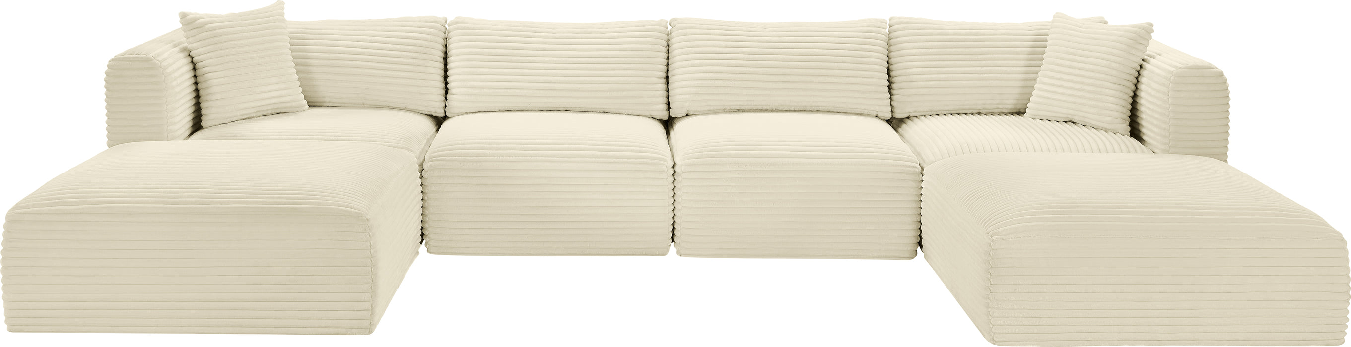 Meridian Furniture - Shaggy Corduroy Upholstered Modular Sectional - 641Cream-Sec6E