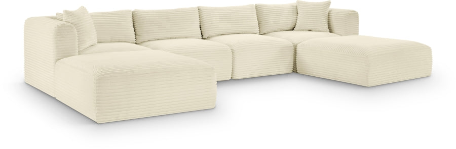 Meridian Furniture - Shaggy Corduroy Upholstered Modular Sectional - 641Cream-Sec6E