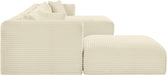 Meridian Furniture - Shaggy Corduroy Performance Fabric Upholstered Modular Sectional - 641Cream-Sec6F - GreatFurnitureDeal