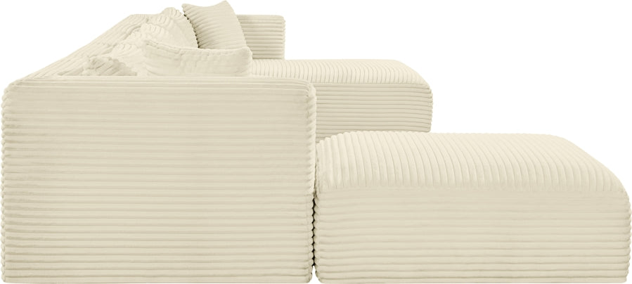 Meridian Furniture - Shaggy Corduroy Performance Fabric Upholstered Modular Sectional - 641Cream-Sec6F - GreatFurnitureDeal