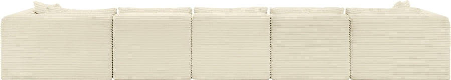 Meridian Furniture - Shaggy Corduroy Performance Fabric Upholstered Modular Sectional - 641Cream-Sec6F - GreatFurnitureDeal