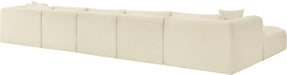 Meridian Furniture - Shaggy Corduroy Performance Fabric Upholstered Modular Sectional - 641Cream-Sec6F - GreatFurnitureDeal