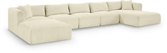 Meridian Furniture - Shaggy Corduroy Performance Fabric Upholstered Modular Sectional - 641Cream-Sec6F - GreatFurnitureDeal