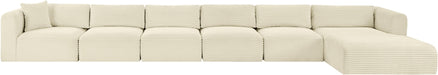 Meridian Furniture - Shaggy Corduroy Performance Fabric Upholstered Modular Sectional - 641Cream-Sec6G - GreatFurnitureDeal