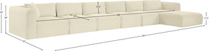 Meridian Furniture - Shaggy Corduroy Performance Fabric Upholstered Modular Sectional - 641Cream-Sec6G - GreatFurnitureDeal