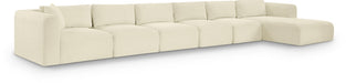 Meridian Furniture - Shaggy Corduroy Performance Fabric Upholstered Modular Sectional - 641Cream-Sec6G - GreatFurnitureDeal