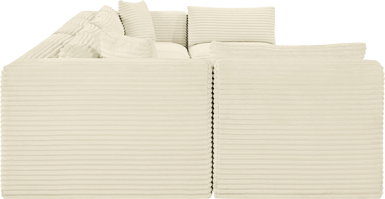 Meridian Furniture - Shaggy Corduroy Performance Fabric Upholstered Modular Sectional - 641Cream-Sec7A - GreatFurnitureDeal