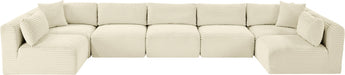 Meridian Furniture - Shaggy Corduroy Performance Fabric Upholstered Modular Sectional - 641Cream-Sec7A - GreatFurnitureDeal