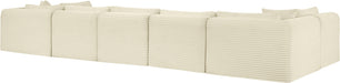 Meridian Furniture - Shaggy Corduroy Performance Fabric Upholstered Modular Sectional - 641Cream-Sec7A - GreatFurnitureDeal