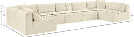 Meridian Furniture - Shaggy Corduroy Performance Fabric Upholstered Modular Sectional - 641Cream-Sec7A - GreatFurnitureDeal