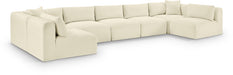 Meridian Furniture - Shaggy Corduroy Performance Fabric Upholstered Modular Sectional - 641Cream-Sec7A - GreatFurnitureDeal