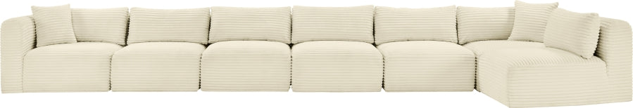 Meridian Furniture - Shaggy Corduroy Upholstered Modular Sectional - 641Cream-Sec7B - GreatFurnitureDeal