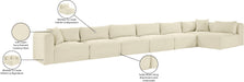 Meridian Furniture - Shaggy Corduroy Upholstered Modular Sectional - 641Cream-Sec7B - GreatFurnitureDeal