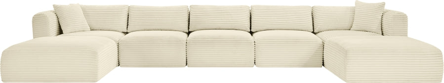 Meridian Furniture - Shaggy Corduroy Upholstered Modular Sectional - 641Cream-Sec7C