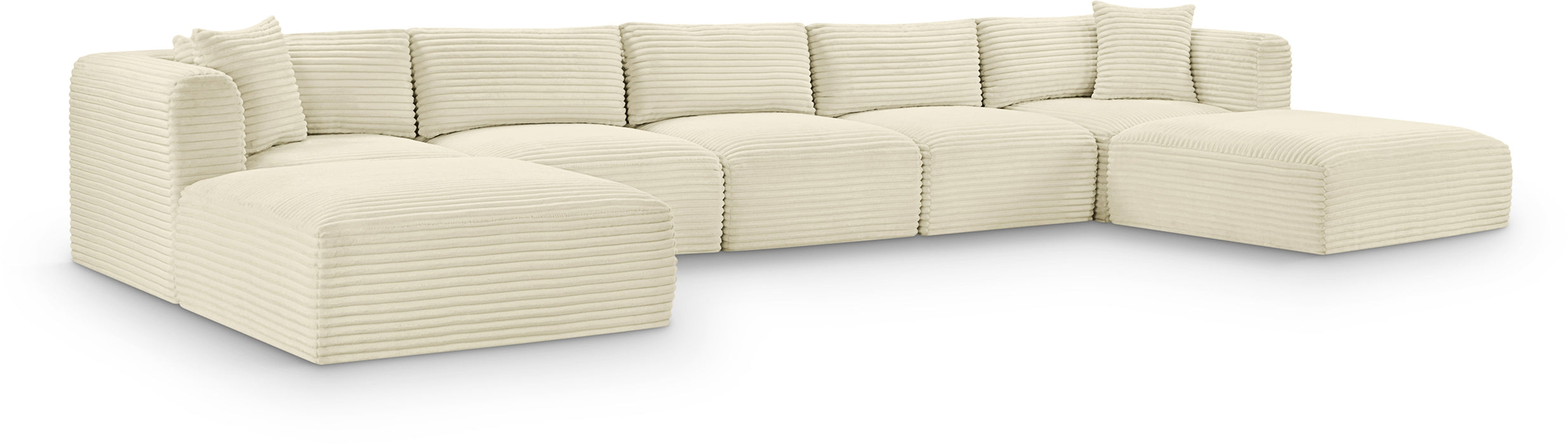 Meridian Furniture - Shaggy Corduroy Upholstered Modular Sectional - 641Cream-Sec7C